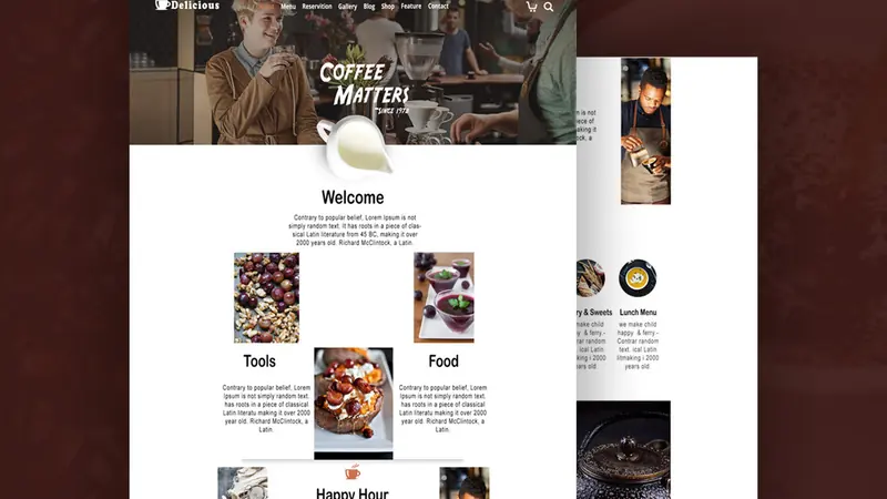Coffee house website, web design by Digital Prism